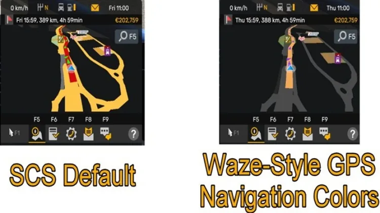 ATS 1.60 Waze-Style GPS Navigation Colors V2.5