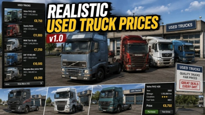 ETS2 1.60 Realistic Used Truck Prices V1.0