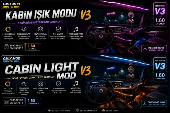 ETS2 1.60 Cabin Light Mod V3.0
