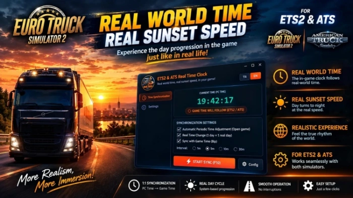 ETS2 1.60 Real-Time Clock Sync Pro