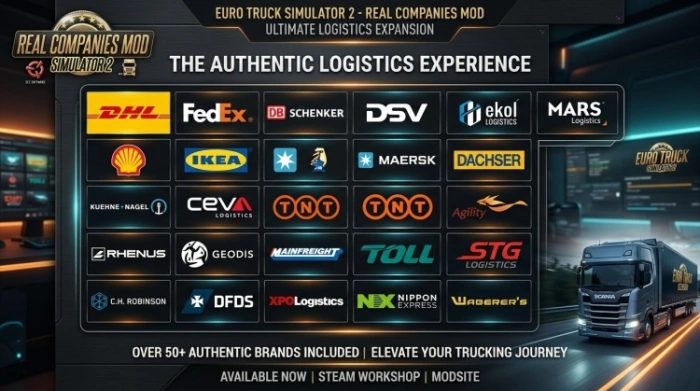 ETS2 1.61 Real Companies, 2D UI Logos & Cargo Logistics Mod