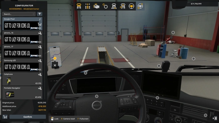 ETS2 1.61 Phones for All Trucks with Lit Screens