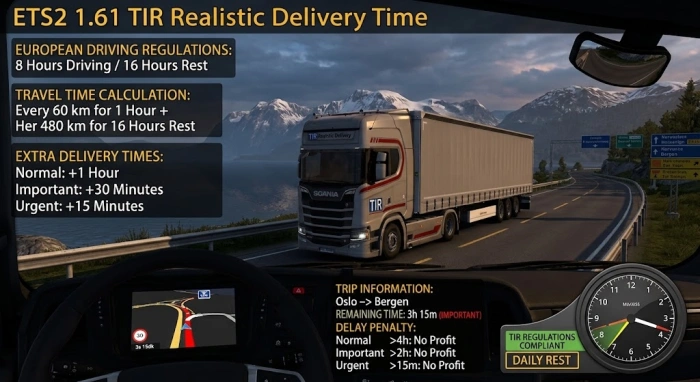 ETS2 1.61 TIR Realistic Delivery Time