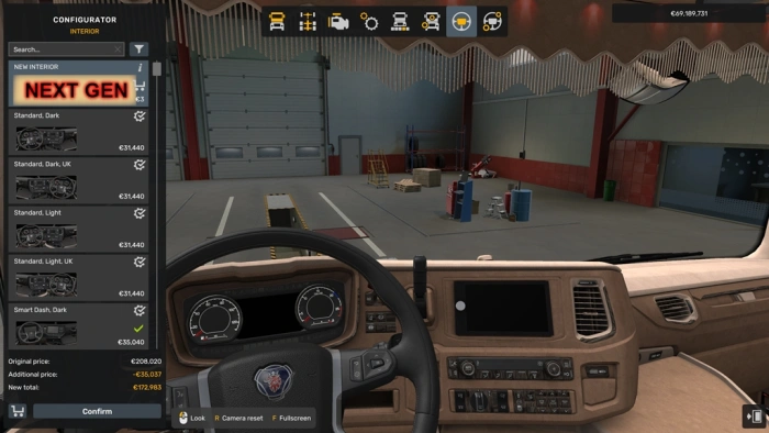ETS2 1.61 Scania S/R Next Generation Vabis Interior