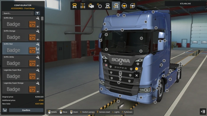 ETS2 1.61 Scania SR Luminated Badges