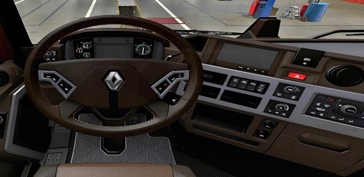 Ets2 Brown Interior For Renault Range T V1 0 1 37 X Truck Simulator Mods Ets2 Ats Mods