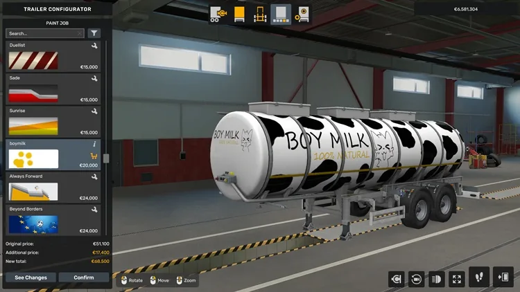ETS2 1.56 – Boy Milk Trailer Skin