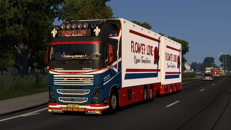 ETS2 Volvo FH16 Tandem Flower Line V4.0 (1.58) ETS2 Volvo FH16 Tandem Flower Line V4.0 (1.58)