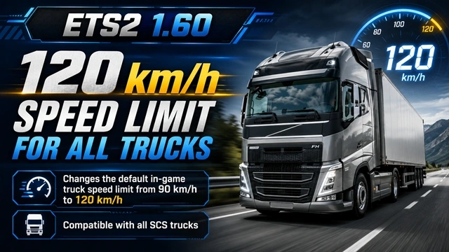ETS2 120 km/h Speed Limit – All Trucks ETS2 120 km/h Speed Limit – All Trucks