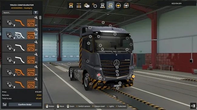 ETS2 1.60 Mercedes-Benz Actros 2014 Tuning Headlights