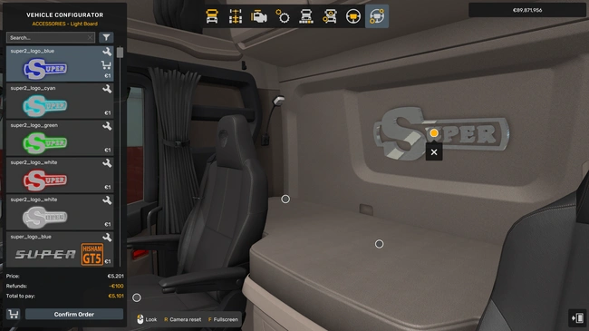 ETS2 1.60 Super Interior LED Logo Addon ETS2 1.60 Super Interior LED Logo Addon